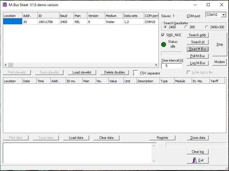 Screen shot of the MB_Sheet software connected to a device